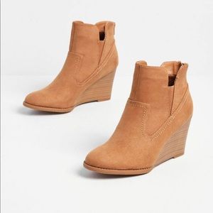 Tan wedge ankle boots